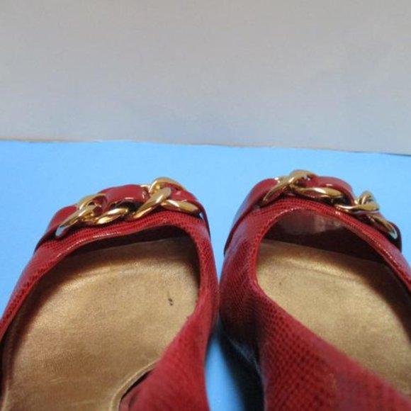 *Antonio Melani Red Patent Scale Pattern Peep Toe - Picture 5 of 9